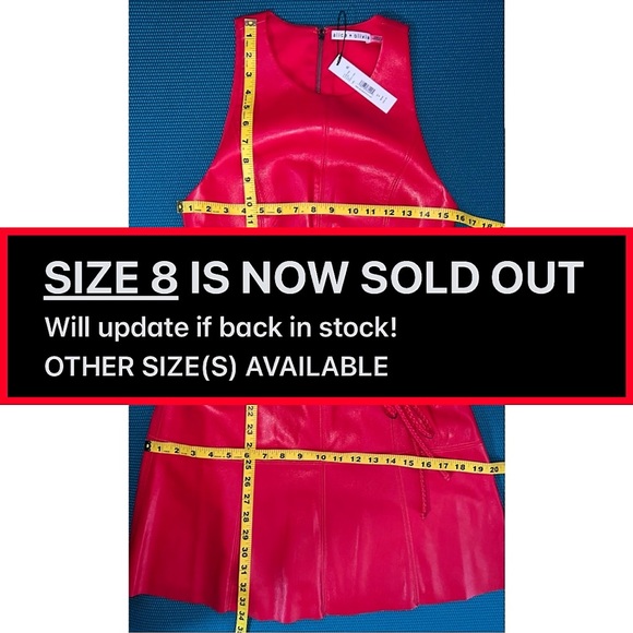 Alice + Olivia Leandra Red Vegan Leather Tie Waist Mini Dress - Picture 11 of 16
